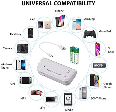 Success4Sport portabil AA baterie Travel Charger funcționează pentru Samsung Galaxy S20 Ultra și re-încărcător de urgență cu