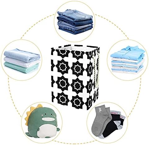 Inhomer spălătorie împiedică alb-negru repetarea Geometric pătrat model pliabil coșuri de rufe firma de spălat Bin haine depozitare