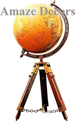 AMA Decors Antique World Harta Nautical MASLE GLOB THE GLOBE GLOBE cu suport de lemn