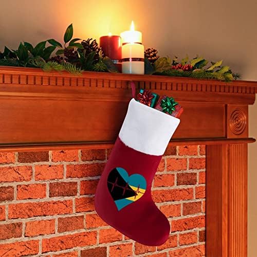 Love Bahamas Heartbeat Beaat Christmas Socks Stocking Xmas Tree Ornamente Moș Crăciun pentru agăța pentru vacanță la șemineu