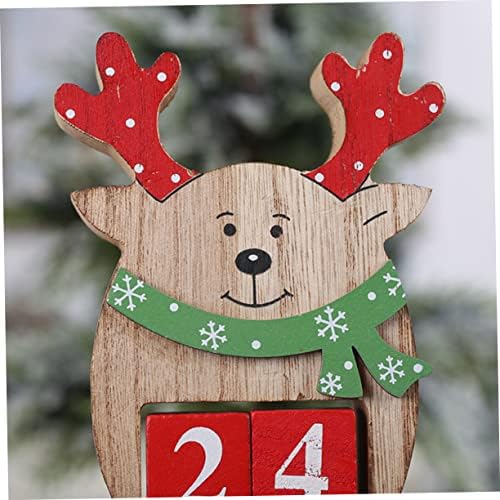 BESPORTBLE 2pcs Kalendarz Odliczania Kalendarz Drewniany Xmas din lemn Advent Calendar Elk Decor Desktop Calendar Crăciun decorare