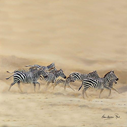 Safari Zebra Herd Single Coaster - Karen Lawrence Rowe Dust & Stripes Artwork cu ajutorul rinocerului
